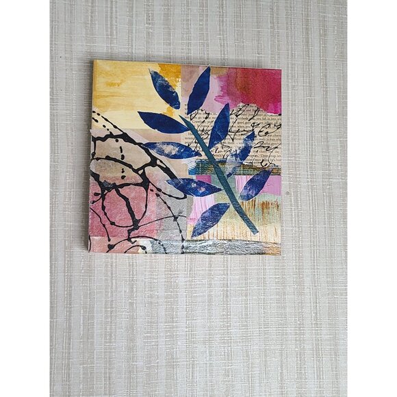 Original Mixed Media Collage Art "Woodland 1" By Cindy Smith  8"x8"‎ - Picture 4 of 5